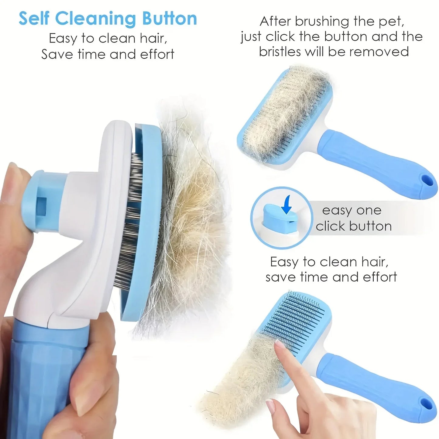 1pc Gentle Dog & Cat Grooming Brush - 1-Touch Detangling/3-Minute Deshedding, Ergonomic Handle, , Easy Clean