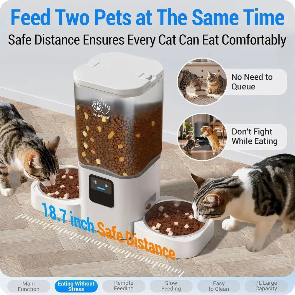 Automatic Slow Feeder, Food Dispenser with 5G APP Control for Multiple Pets for Dog and Cat