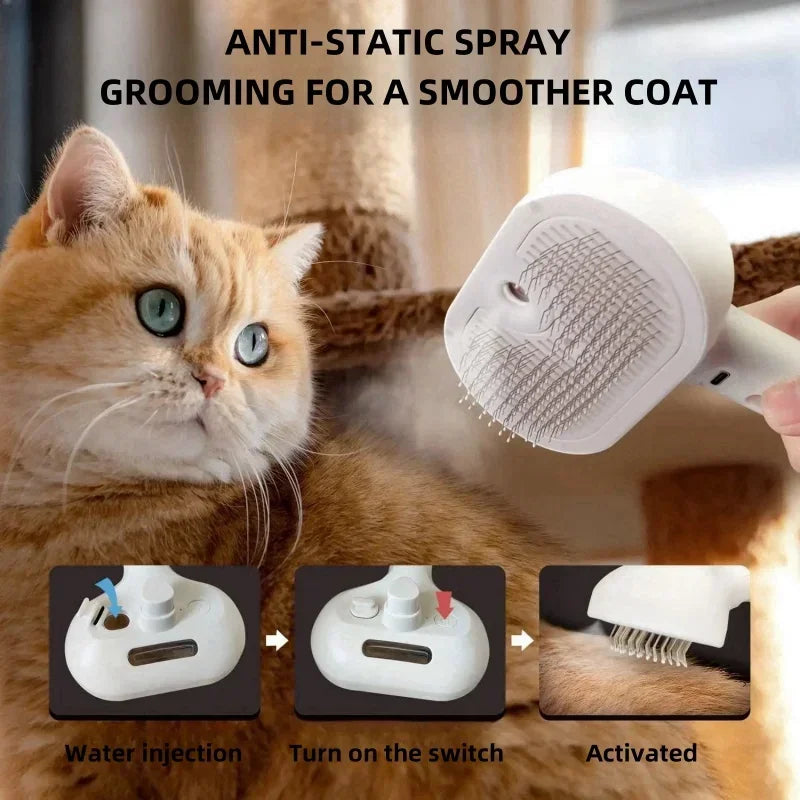 Upgraded Pet Spray Grooming Comb Steamy Floating Hair Removal Cleaning Brush Styling for Dogs & Cats Accessories