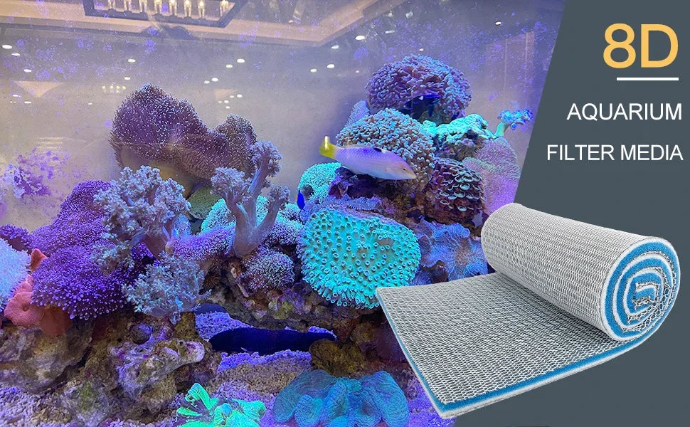12D 8D Aquarium Filter Bio Sponge | Fish Tank Filter Media No Glue | Foam Cotton Skimmer Aquarium Water Filtration