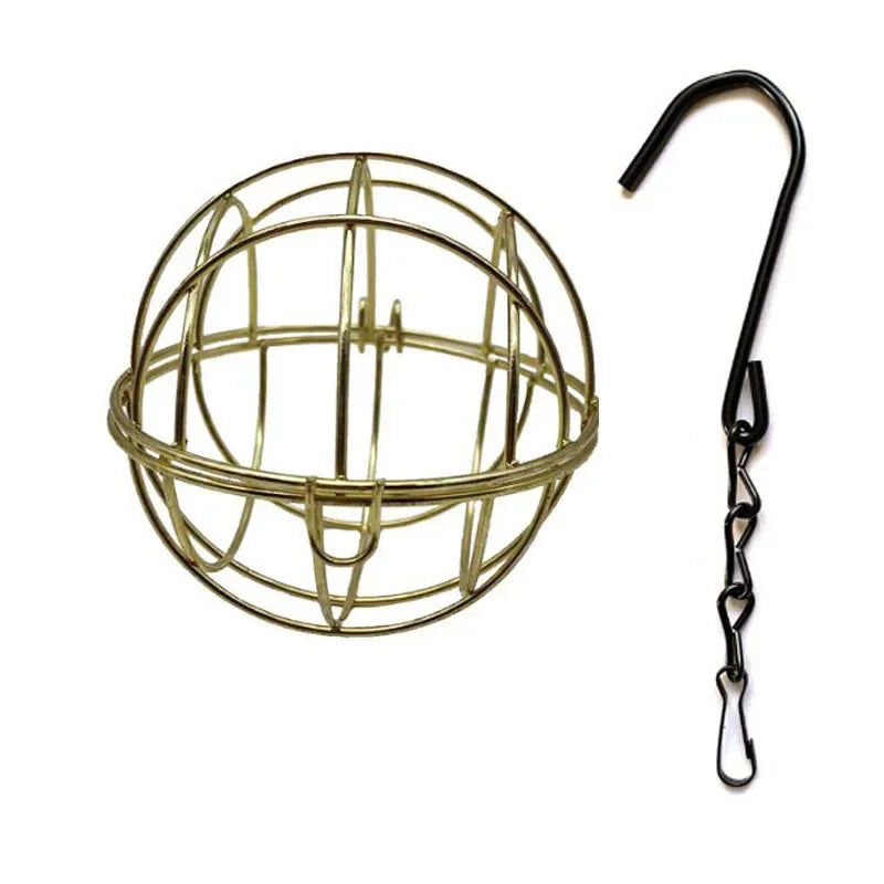 Metal Suet Ball Bird Feeder with Hanging Chain | Squirrel Proof Outdoor Garden Hummingbird Feeders | Ball Shape Grass Feeder