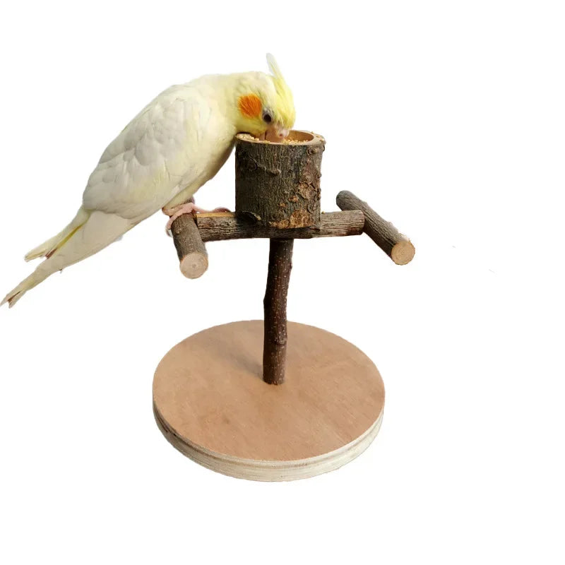 Solid Wood Parrot Stand Training | Wooden Pole Ladder Game Small Pet Interactive Amusement Park Desktop
