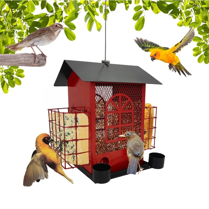Washable Metal Hanging Bird Feeder | Multi-functional Squirrel Proof House-shaped | Bird Feeder Garden Decorations
