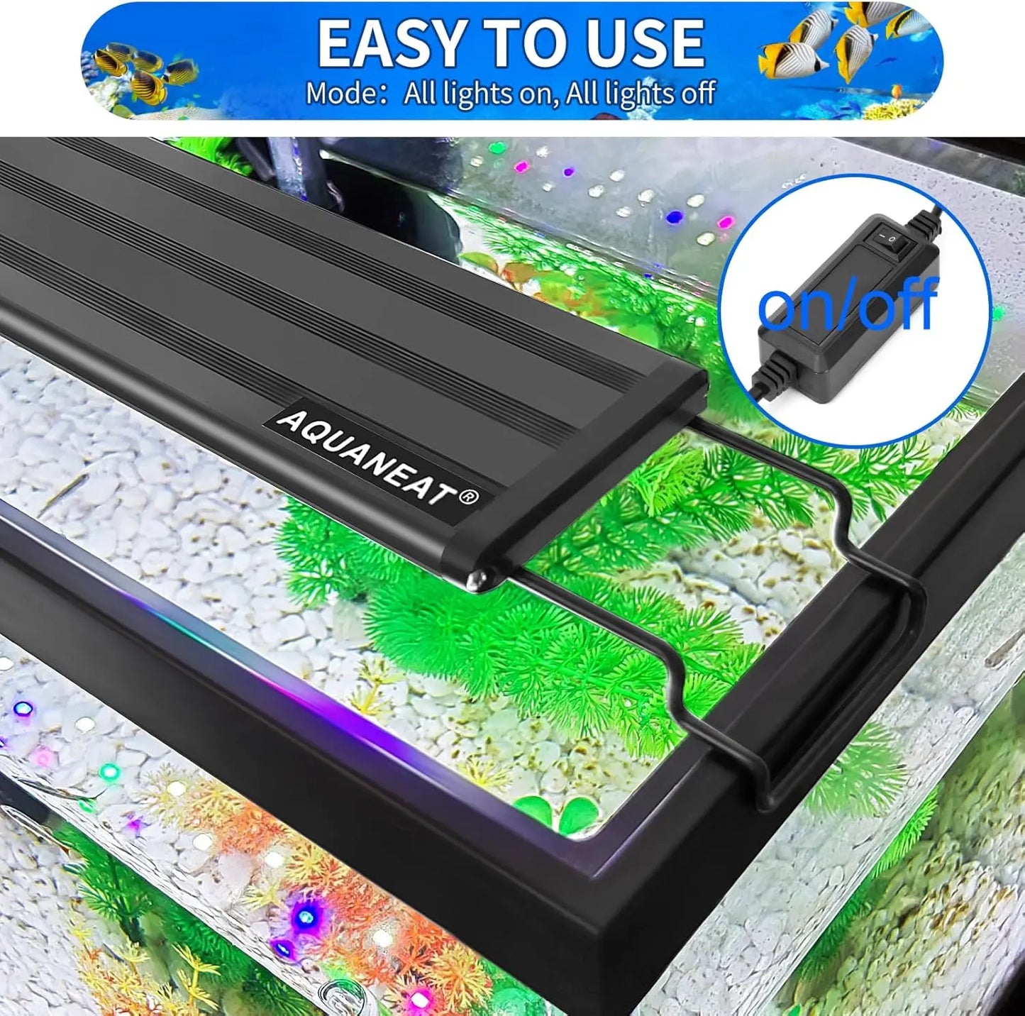LED Aquarium Light Full Spectrum for 48 to 54 Inch Fish Tank, Fresh Water Planted Tank Light with Adjustable Mounts