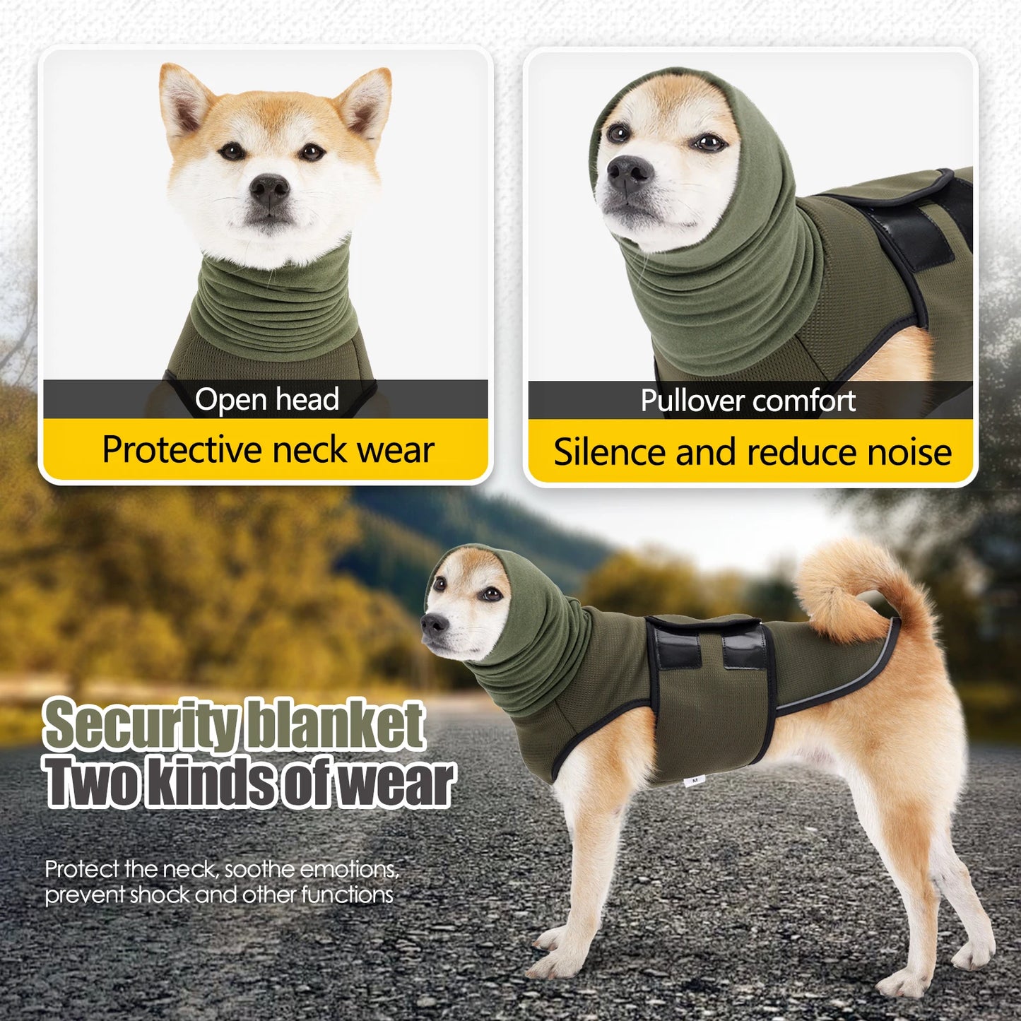 Anxiety Vest and Coat-Keep Pet Calm, Jacket for Thunder, Fireworks, Anti Anxiety Vest for Dogs and Cat Body and Ear