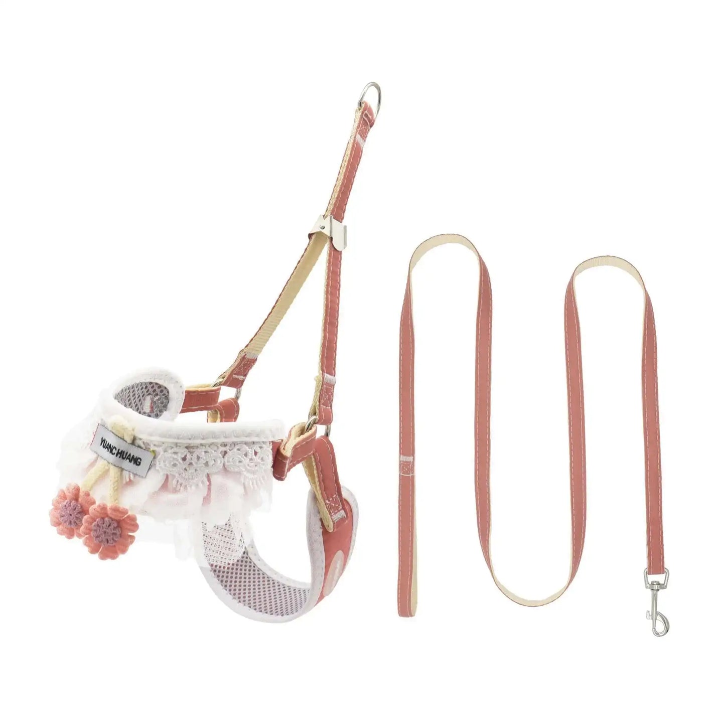Dog Leash Cherry  Double Chest Back Harness for Small  Dog,  Leash Collar
