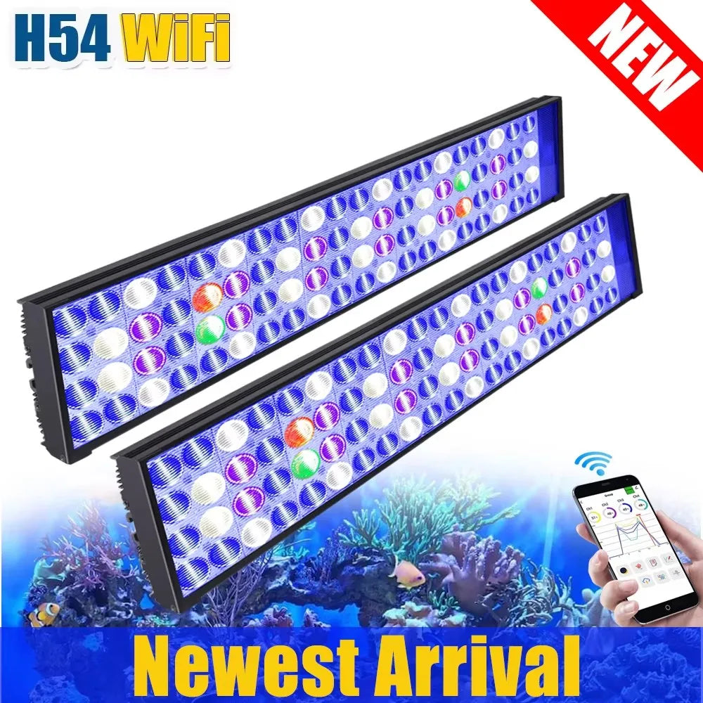 NEW PopBloom WiFi Led Aquarium Light, Full Spectrum Marine Lamp For 60-240cm Reef Corals | Seawater Led Fish Tank Lights