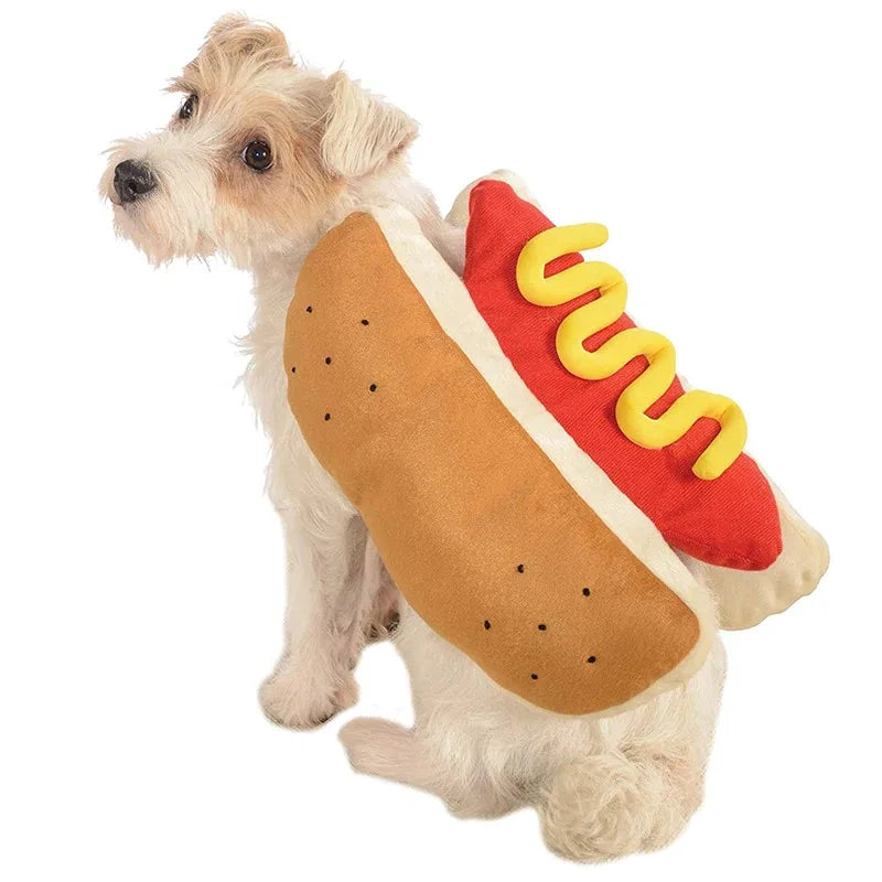 Funny Halloween Dog Costumes | Hot Dog Shaped Dachshund Sausage Adjustable Clothes | Pet Apparel Dressing Up Cat Party Costume Suit