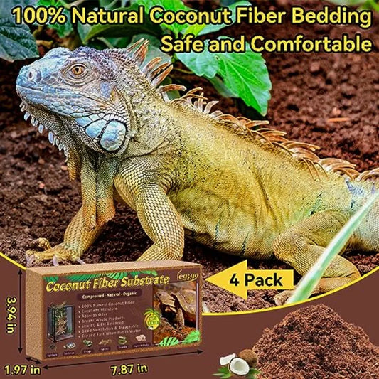 【Spot goods】4 Pack Compressed Coconut Fiber Substrate - 100% Organic Coconut Fiber Brick Bedding for Reptiles Natural Coco Husk