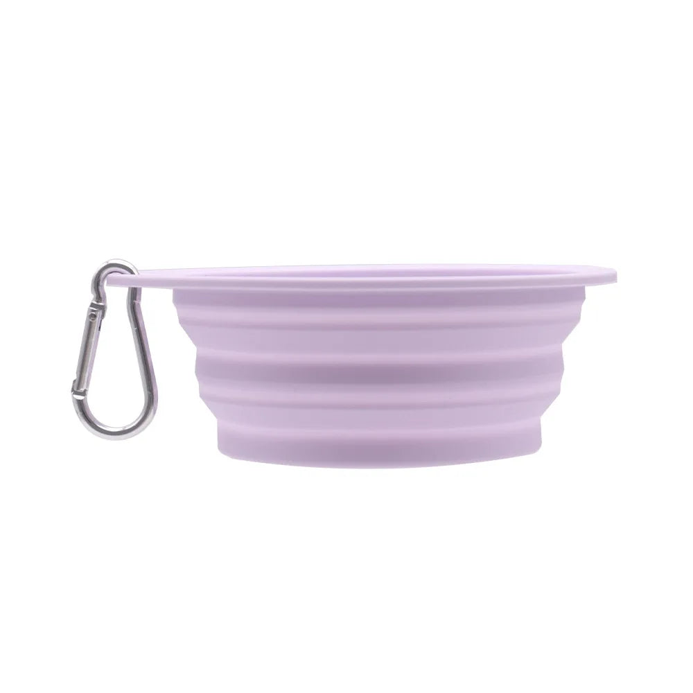 Collapsible Silicone Dog Food/Water Bowl, Outdoor Travel Portable  with Carabiner