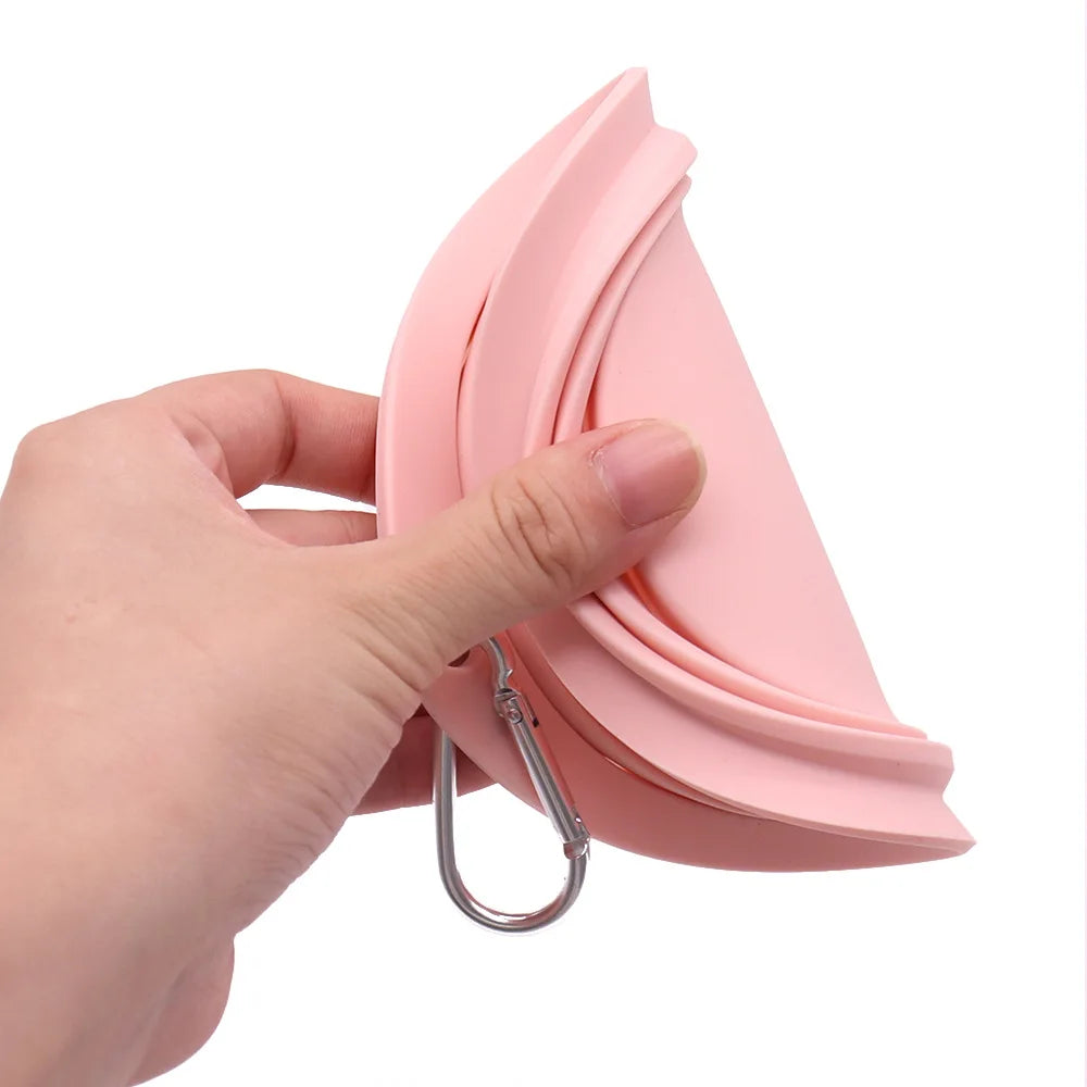 Collapsible Silicone Dog Food/Water Bowl, Outdoor Travel Portable  with Carabiner