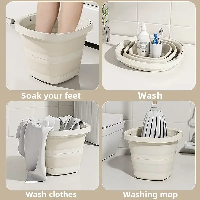 Multifunctional Folding Bucket 5/10L Portable Outdoor Fishing Bucket, Compact Thickened Collapsible Wash Basin