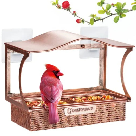 【Spot goods】Window Bird Feeder Metal - with Strong Suction Cups Large Outdoor for Viewing Bird Watching Gift Curved