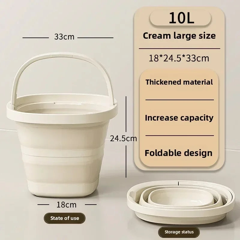Multifunctional Folding Bucket 5/10L Portable Outdoor Fishing Bucket, Compact Thickened Collapsible Wash Basin