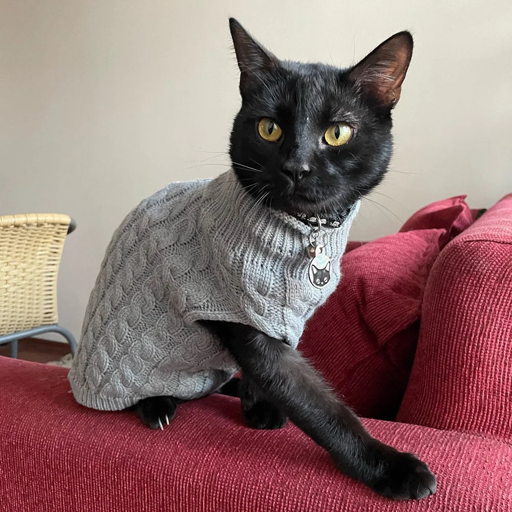 Warm Knitted Sphynx Cat Winter Sweater Pet Clothes for Cats  Pullovers