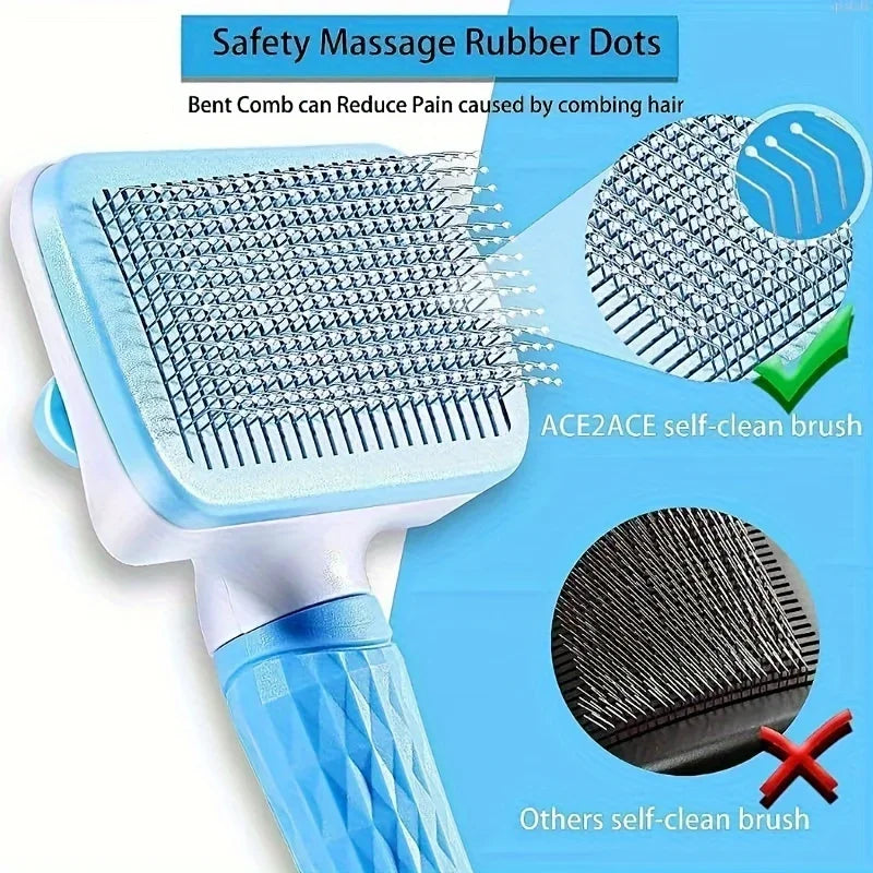 1pc Gentle Dog & Cat Grooming Brush - 1-Touch Detangling/3-Minute Deshedding, Ergonomic Handle, , Easy Clean