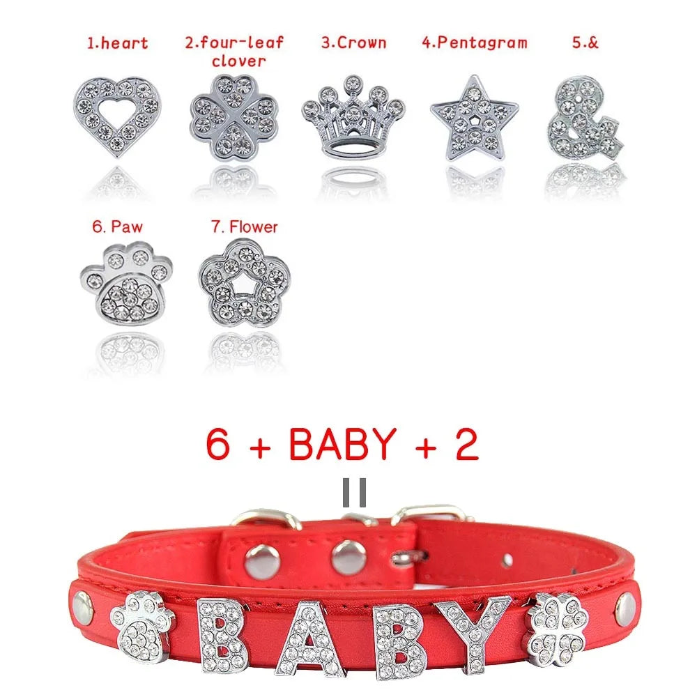 Bling Rhinestone Puppy Dog Personalized Small Dogs Chihuahua Collar Custom Cat Necklace Free Name Charms Pet Accessories
