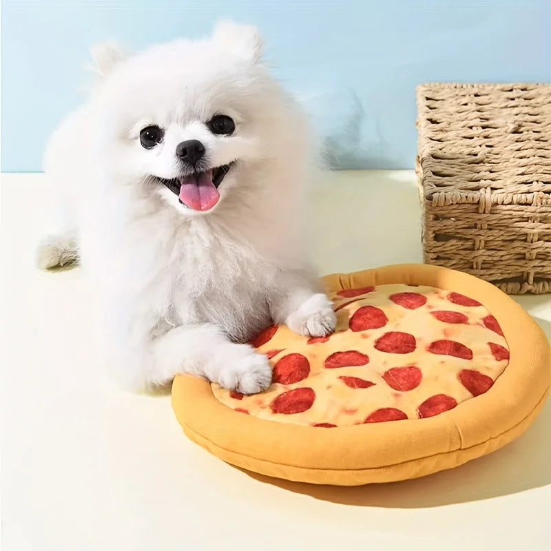 Squeaky Plush Pizza & Shrimp Dog Toy | Durable Chew for Small Breeds Interactive Play | Soft Teething Puppy Chew Toys