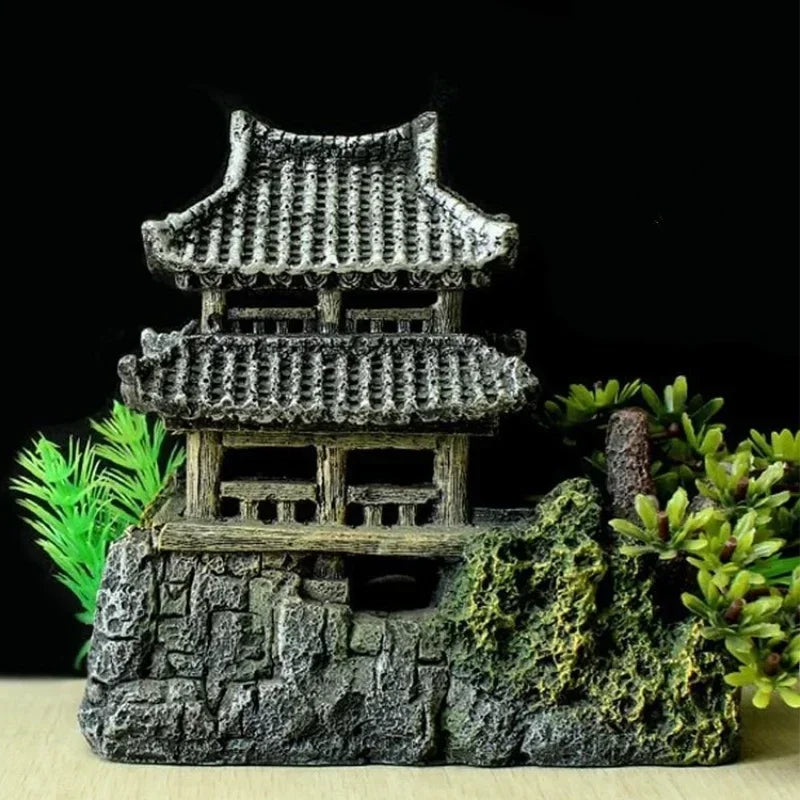 Simulation Decoration Fish Tank Ornament |  Resin Aquarium Decor Landscape House Model