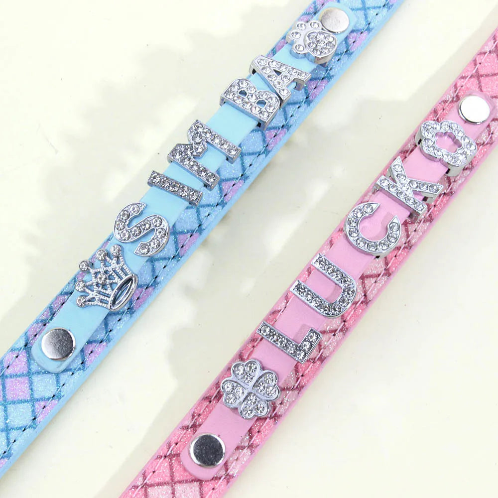 Bling Rhinestone Puppy Dog Personalized Small Dogs Chihuahua Collar Custom Cat Necklace Free Name Charms Pet Accessories