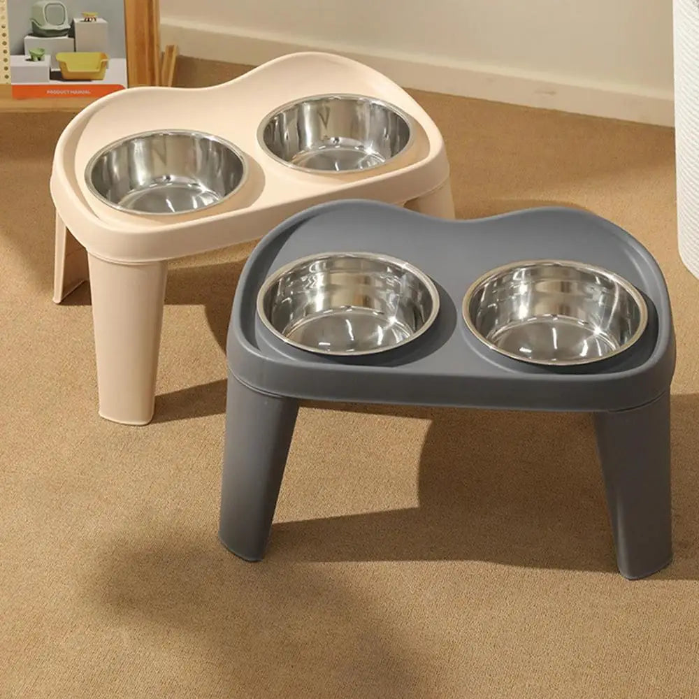 Elevated Dog Feeder foldable Raised Stand with Double Stainless Steel Food Water Bowls for Small Medium Large Dogs