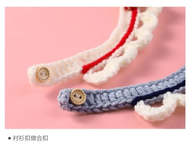 Cute Bow-knot Hand-knitted Saliva Towel  |  Adjustable Collar Decorative for  Dogs/ Cat  Pet  Accessories