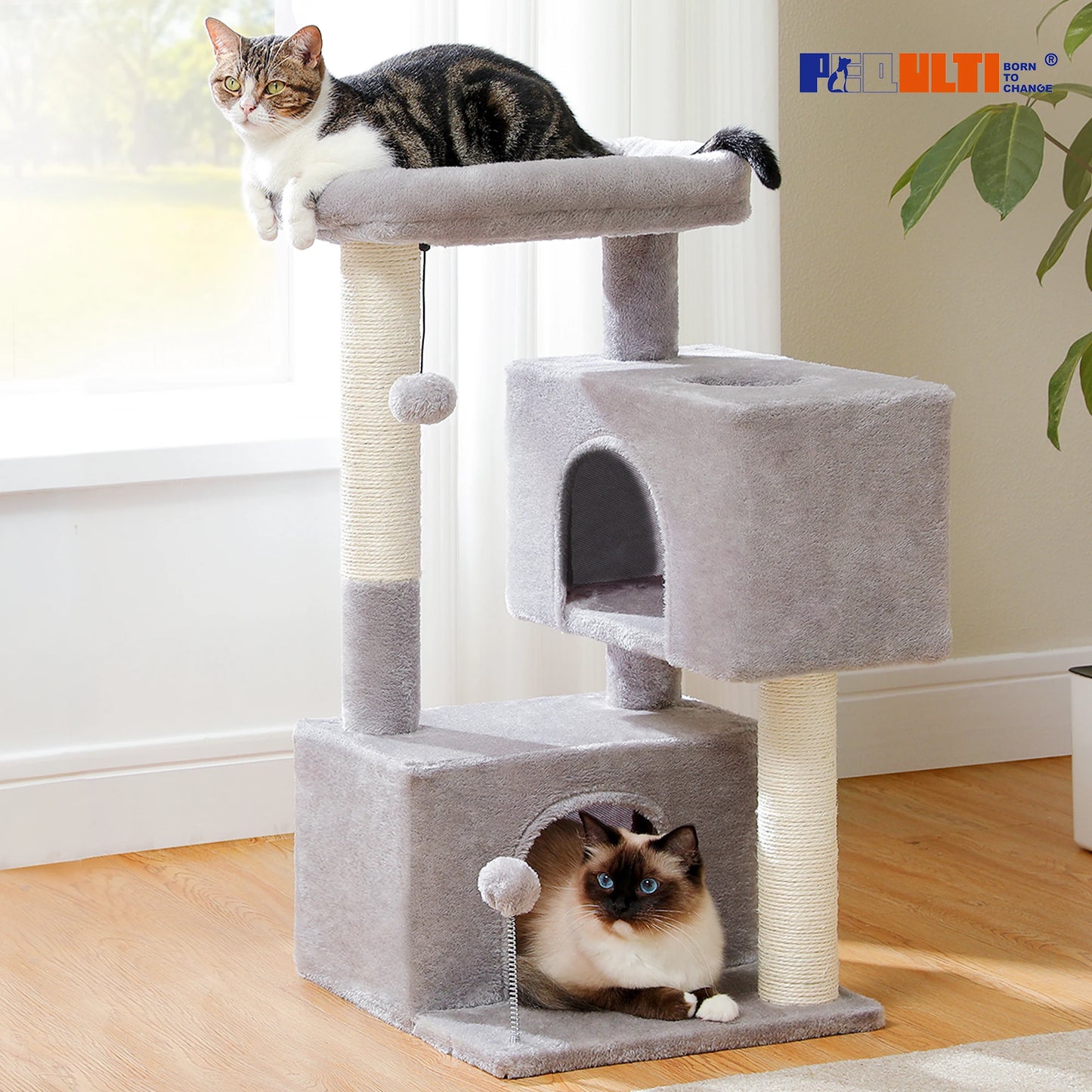 Large Cat Tree for Indoor Cats Multi-Level Tower with Spacious Condos Sisal Scratching Pad House Accessories Cat Toys