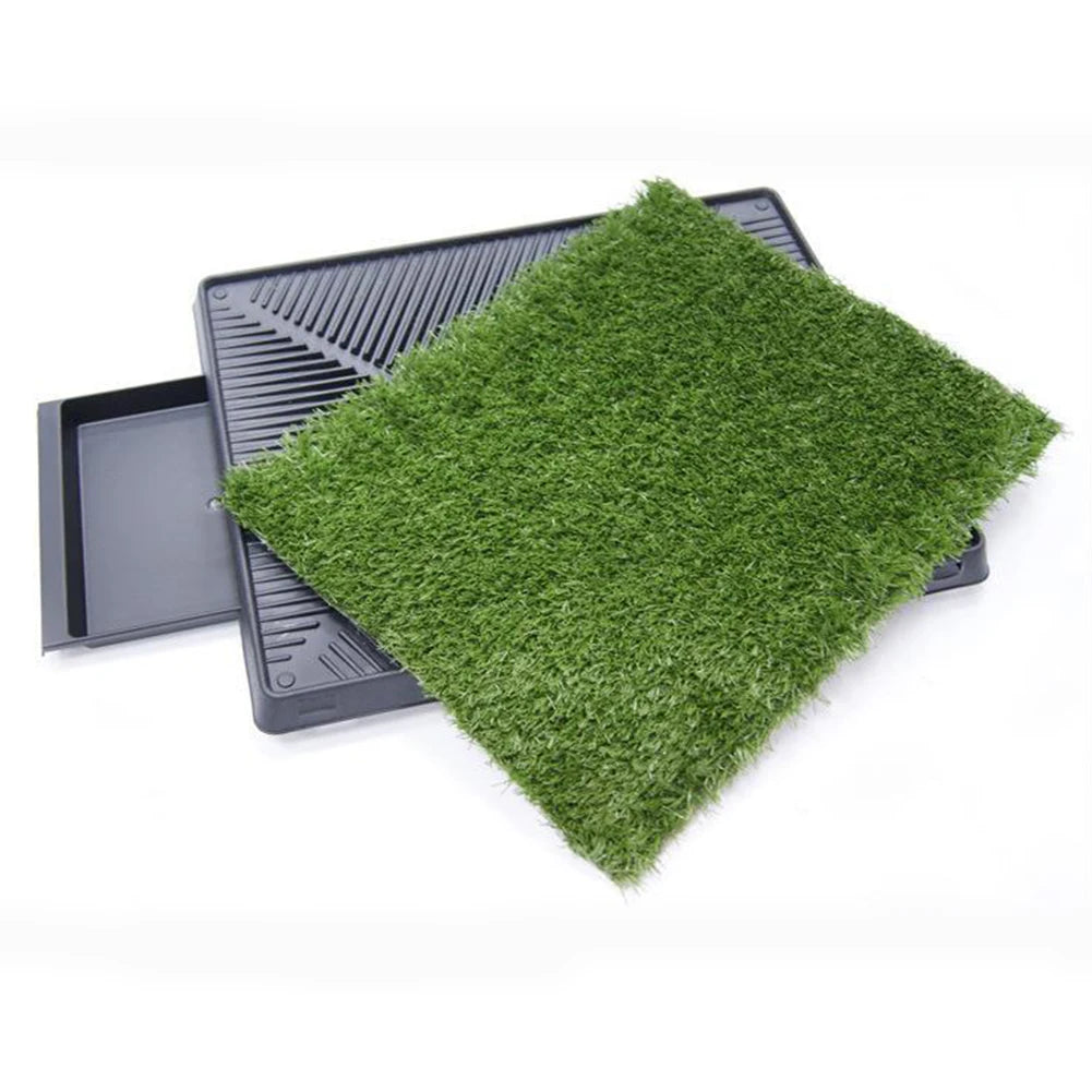 Dog Grass Pad with Large Tray Reusable Training Pads with Pee Baffle | Ideal for Small and Medium Dogs