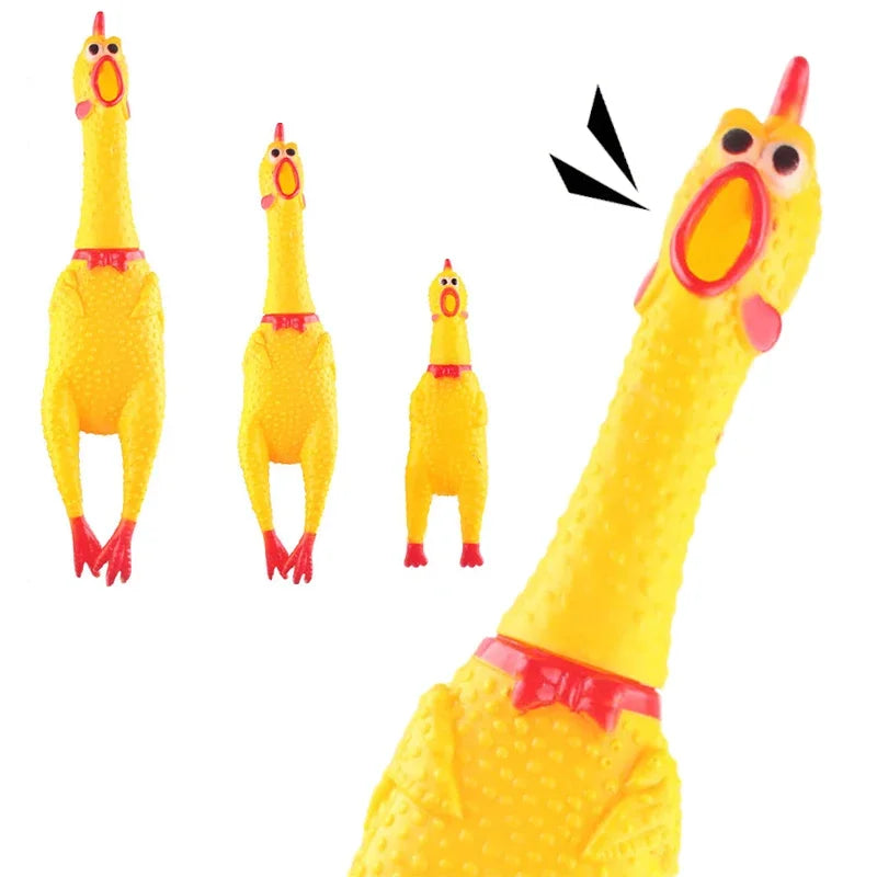1PCS Screaming Chicken Squeezing Sound Toy | Dog Chew,  Durable And Fun Yellow Rubber  Chicken