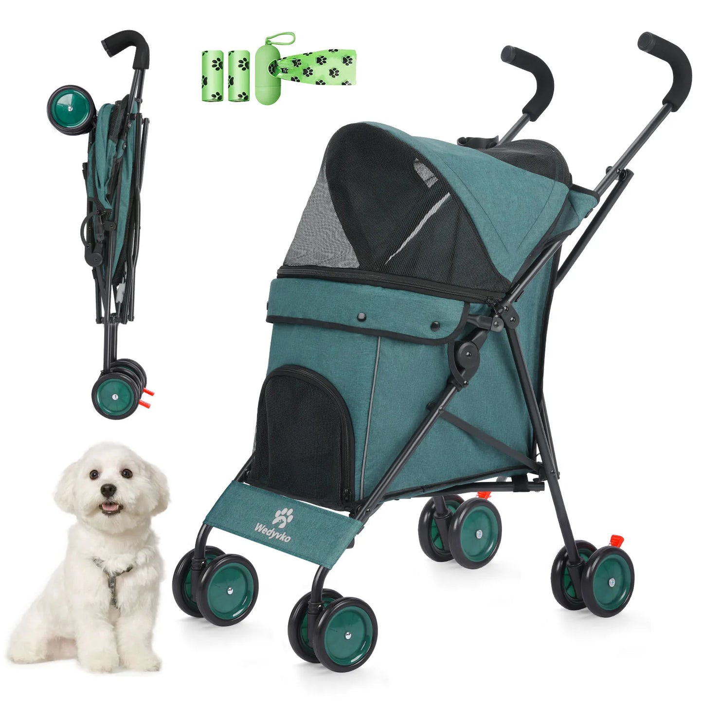 4 Wheels Stroller Rotate with Brakes for Dogs/Cats Travel