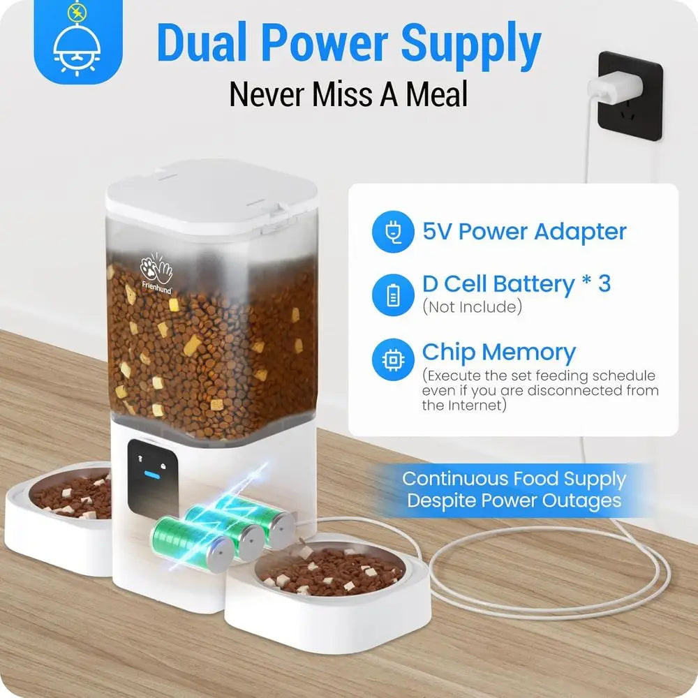 Automatic Slow Feeder, Food Dispenser with 5G APP Control for Multiple Pets for Dog and Cat