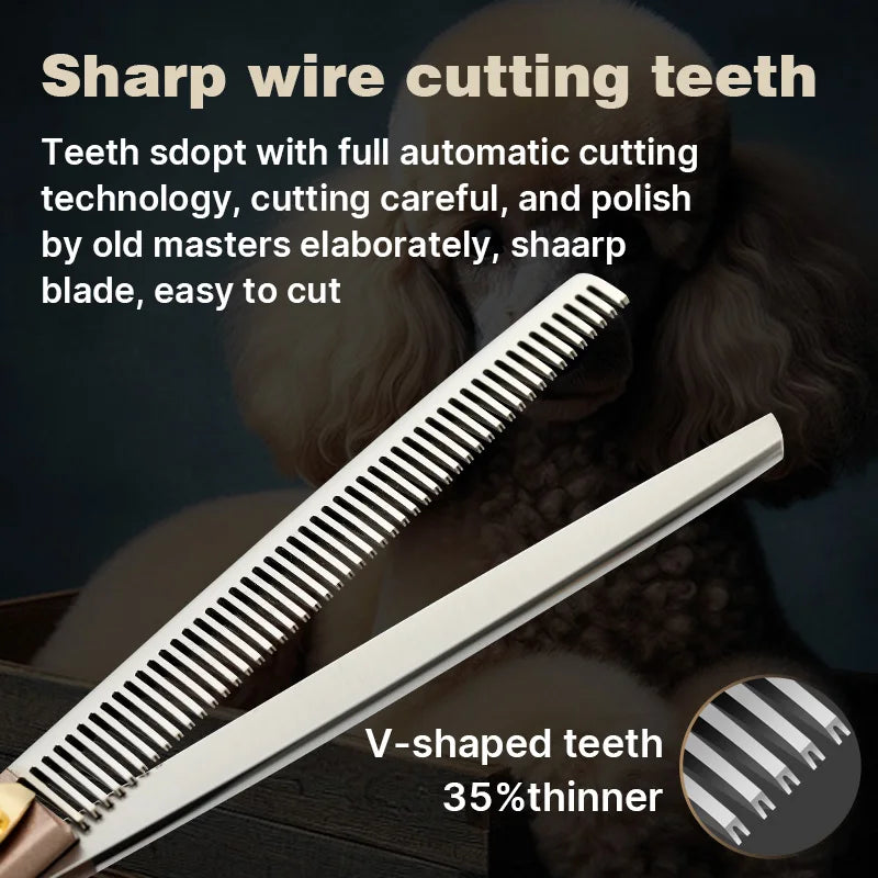 Fenice High-grade 7.5inch JP440C Steel Specials pet grooming thinner scissors Thinning rate 35%
