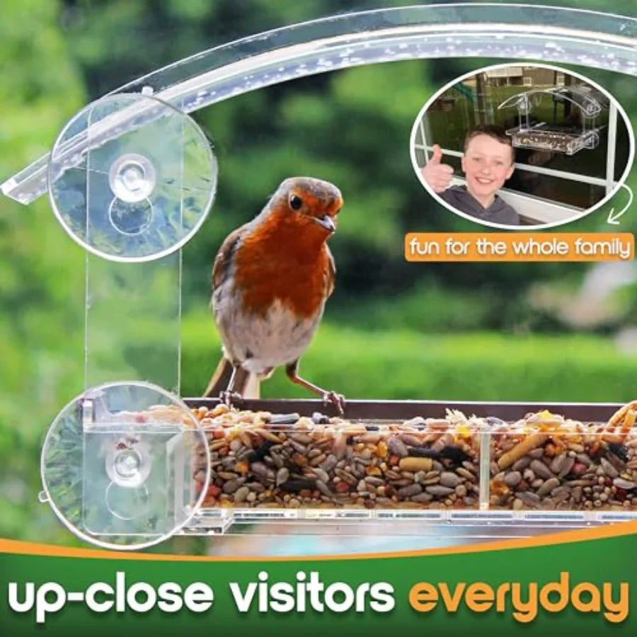 【Spot goods】Window Bird Feeder with Strong Suction Cups - Upgraded 2026 Model Clear Acrylic Feeder Window