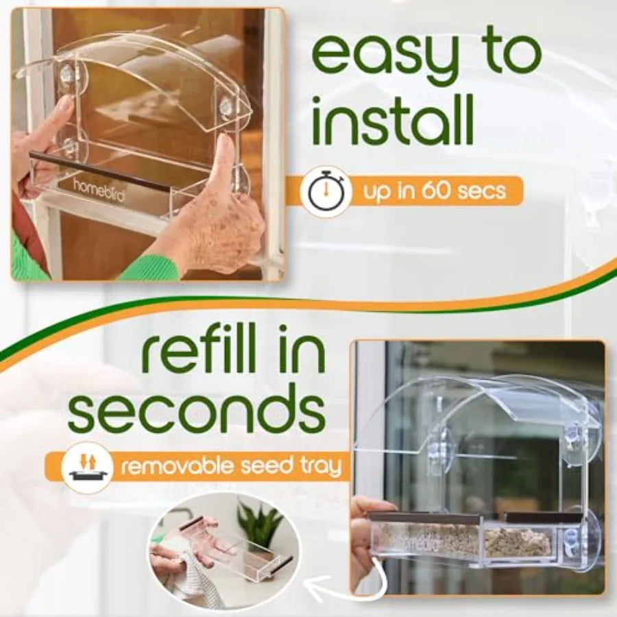 【Spot goods】Window Bird Feeder with Strong Suction Cups - Upgraded 2026 Model Clear Acrylic Feeder Window