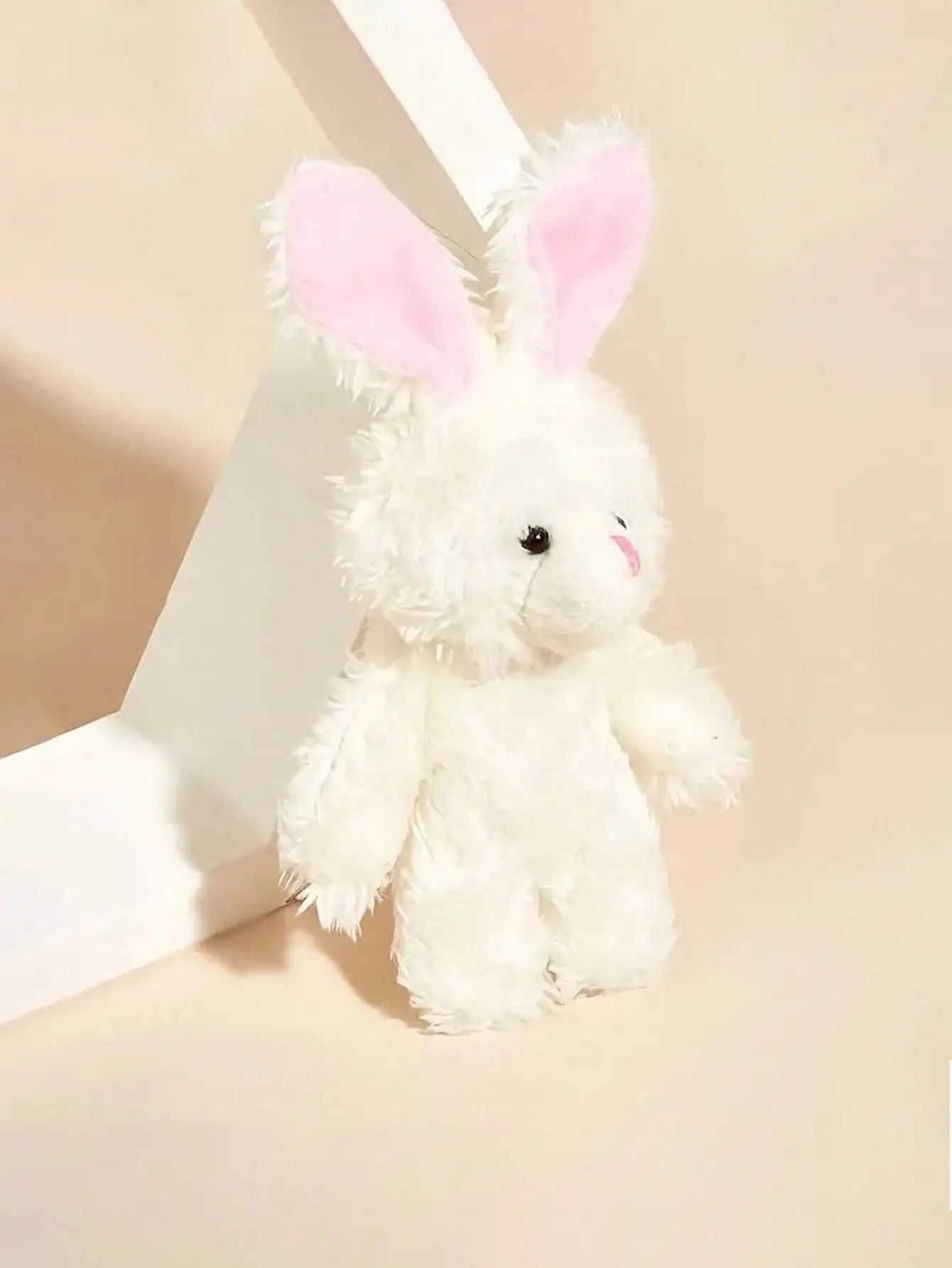 3-Pack White Plush Rabbit Dog Toys with Pink Ears, Soft Chew & Squeaker for Small to Medium Dogs