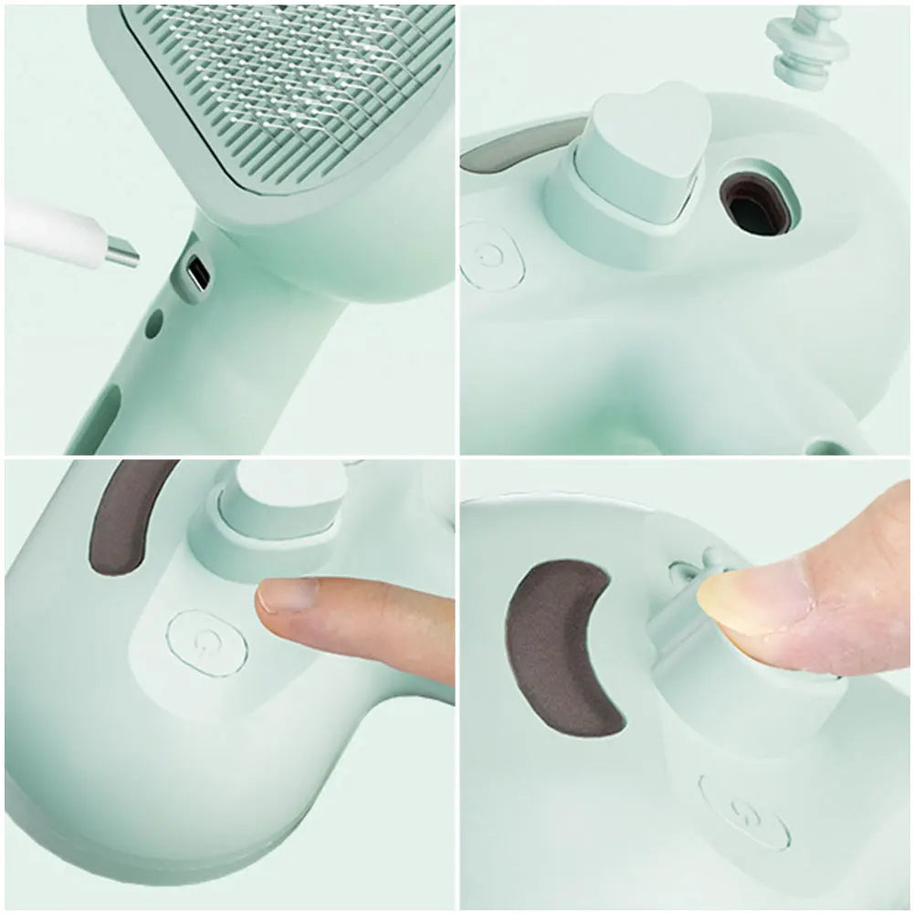 3 in 1 Steam Spray Brush  Hair Removal Comb, Hair Brush  for Shedding & Grooming for Cats Dogs Small Animals
