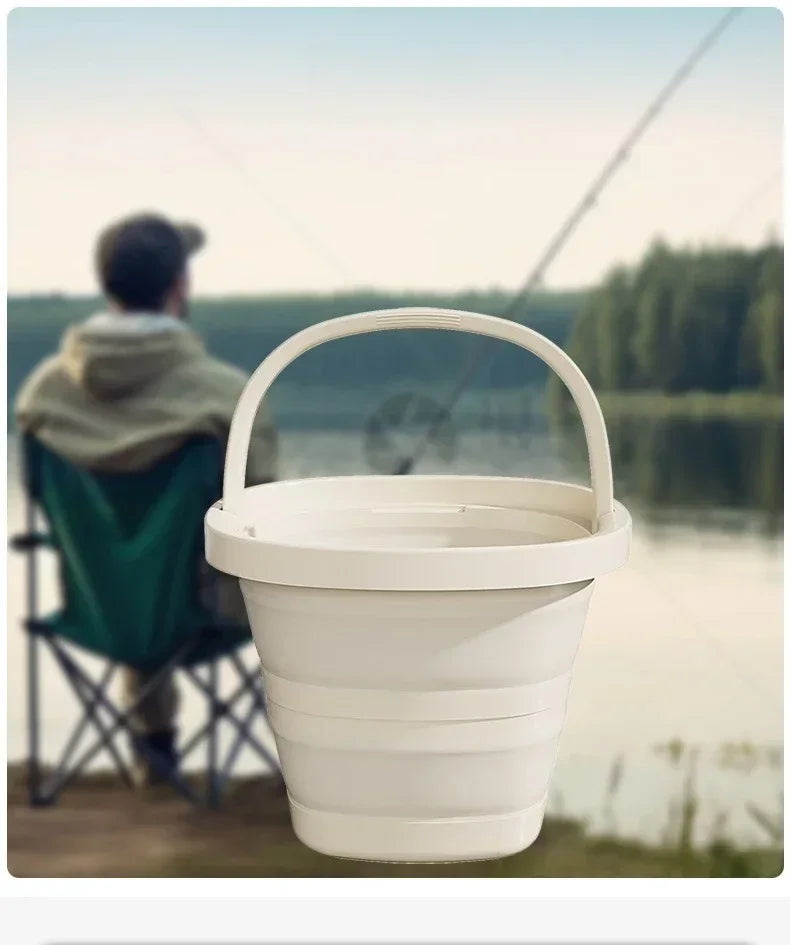 Multifunctional Folding Bucket 5/10L Portable Outdoor Fishing Bucket, Compact Thickened Collapsible Wash Basin