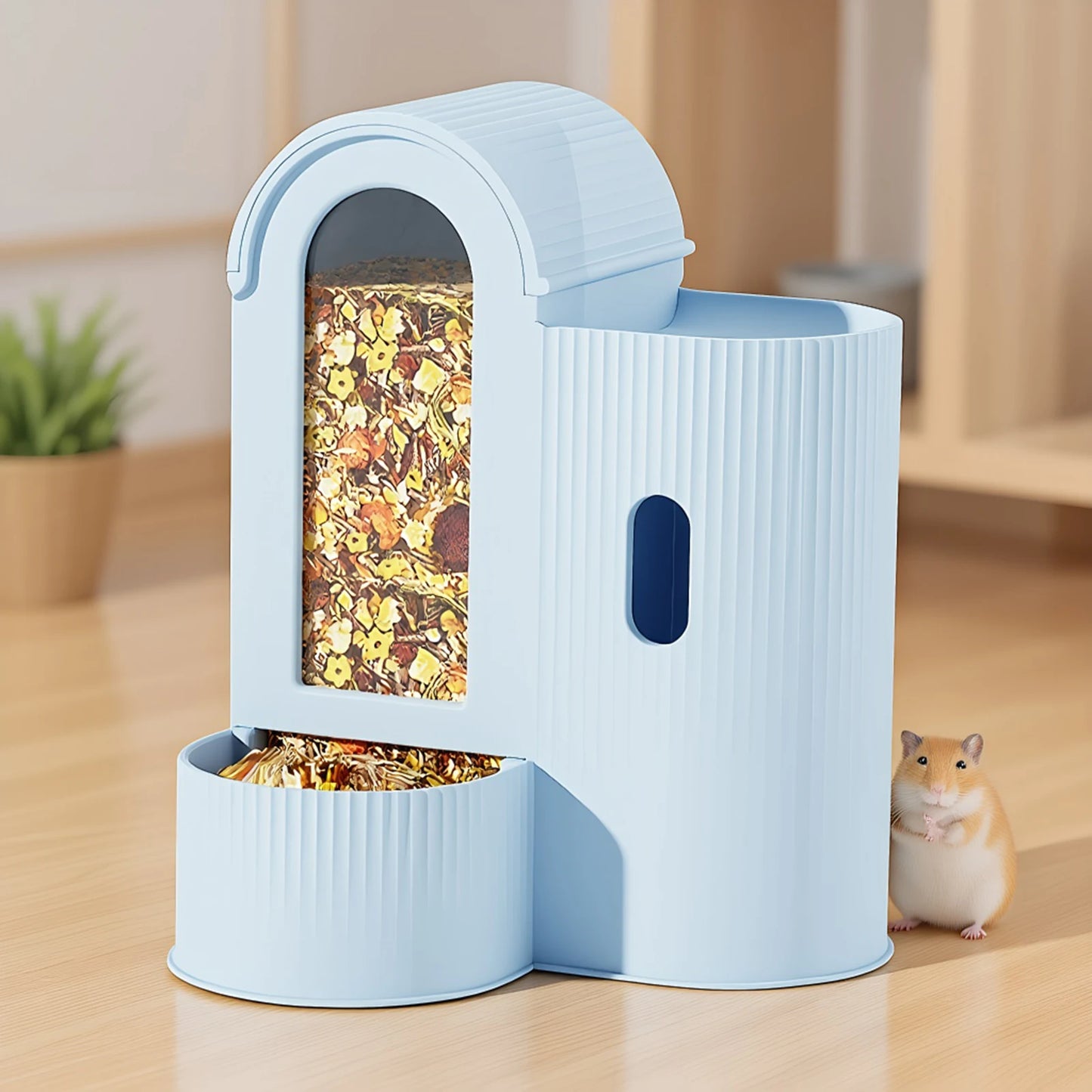 2-in-1 Automatic Food Bowl Large Capacity Hamster Feeder  No Drip for Hamster, Guinea Pig, Rat and Small Animals