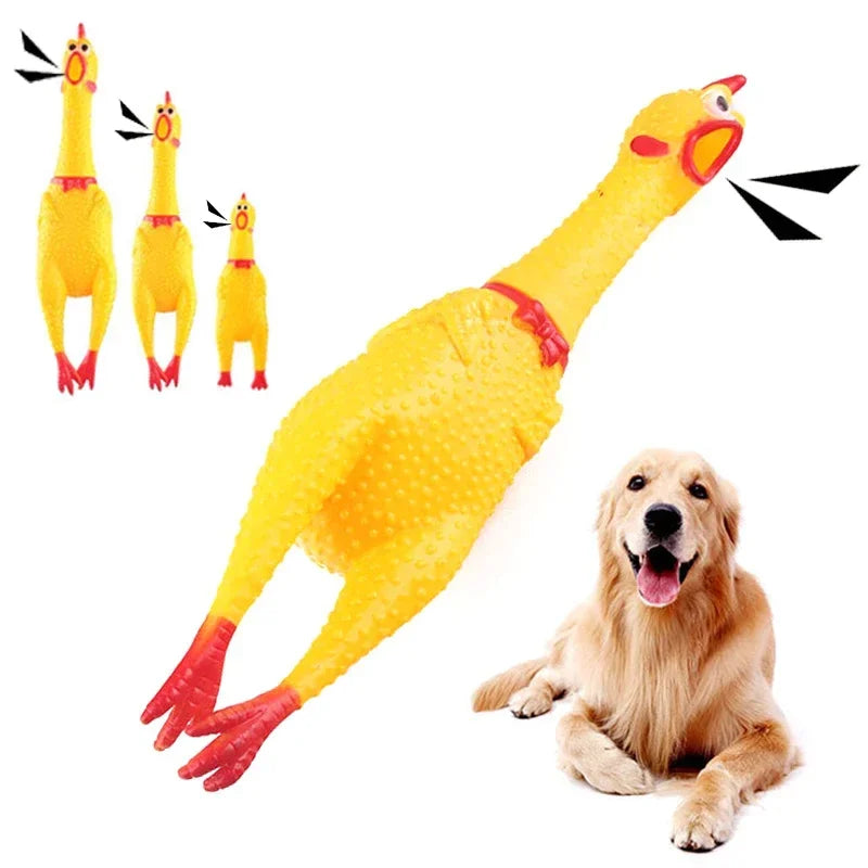 1PCS Screaming Chicken Squeezing Sound Toy | Dog Chew,  Durable And Fun Yellow Rubber  Chicken