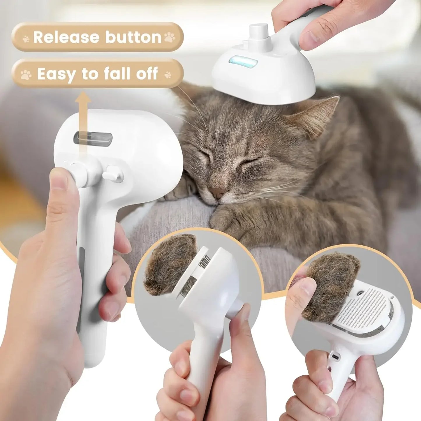 Upgraded Pet Spray Grooming Comb Steamy Floating Hair Removal Cleaning Brush Styling for Dogs & Cats Accessories