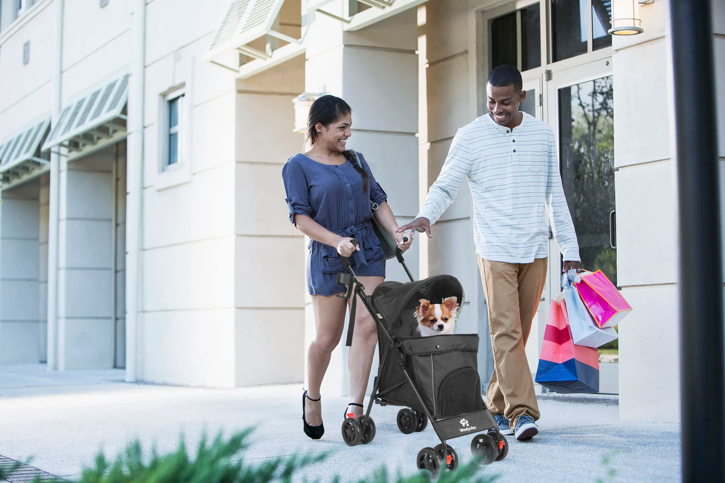 4 Wheels Stroller Rotate with Brakes for Dogs/Cats Travel