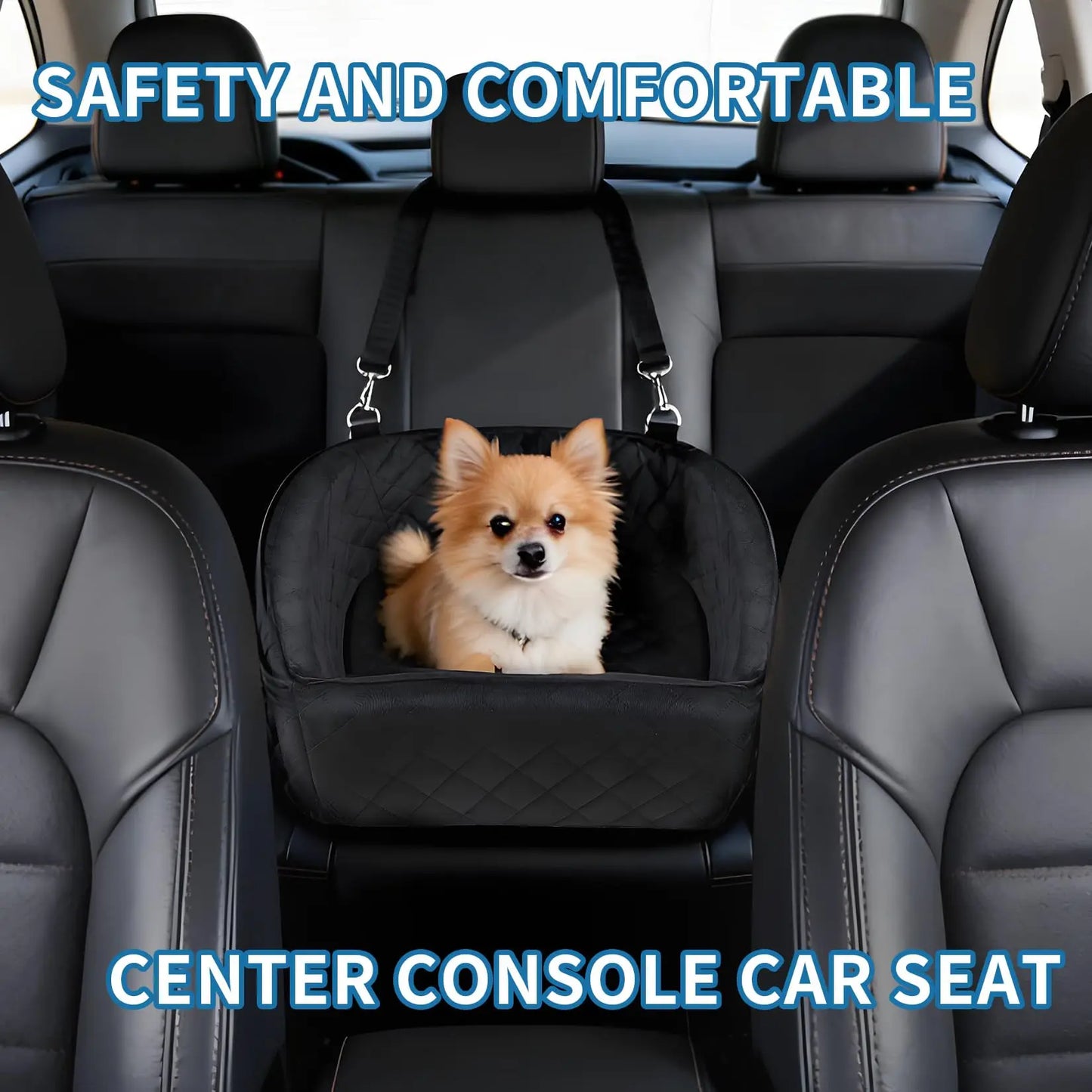 Dog Booster Car Seat, Detachable Washable with Safety Belt for Small Medium Puppies Cats Under 30-35 LB