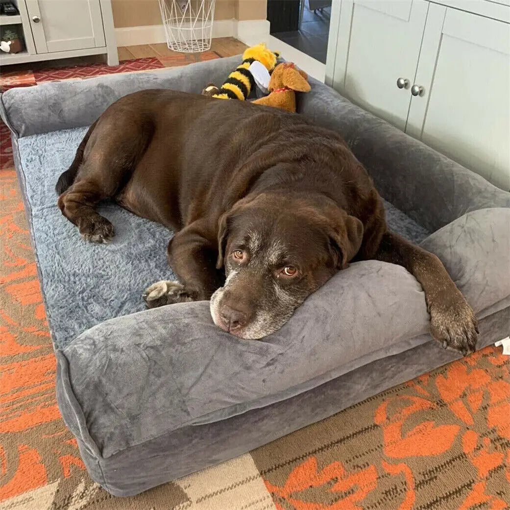 Extra Large Orthopedic Pet Mattress | Couch Sleeping Bed Cushion with Removable Washable Cover Soft Sponge Foam