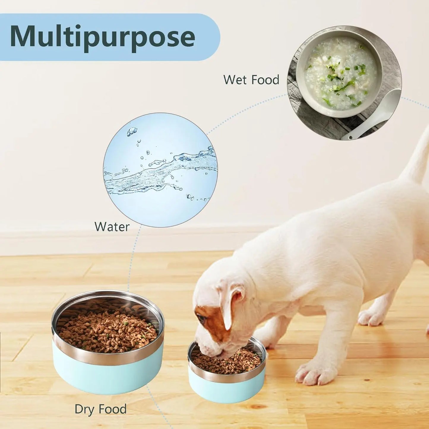 Customized Stainless Steel Pet Bowls with Name Engraving, Durable Double-Layer Design for Cats and Dogs