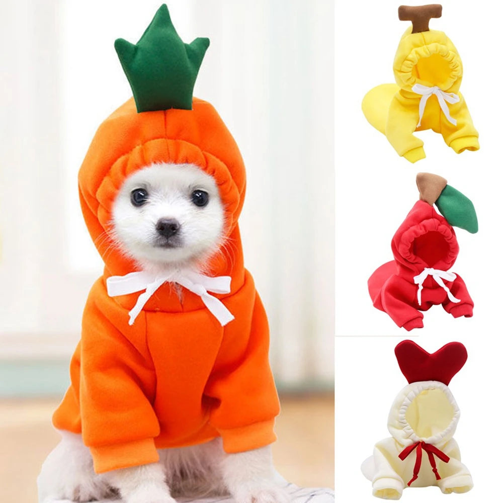 Cute Fruit Dog Clothes for Small Dogs | Hoodies Warm Fleece  Christmas Costume Coat for Dogs And Cats