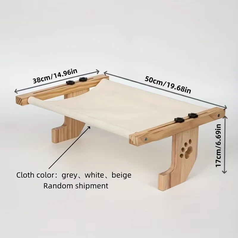 Cat window sill hammock, suitable for indoor cats, wooden and metal frame, easy to adjust window cat bed
