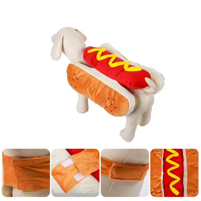 Funny Halloween Dog Costumes | Hot Dog Shaped Dachshund Sausage Adjustable Clothes | Pet Apparel Dressing Up Cat Party Costume Suit