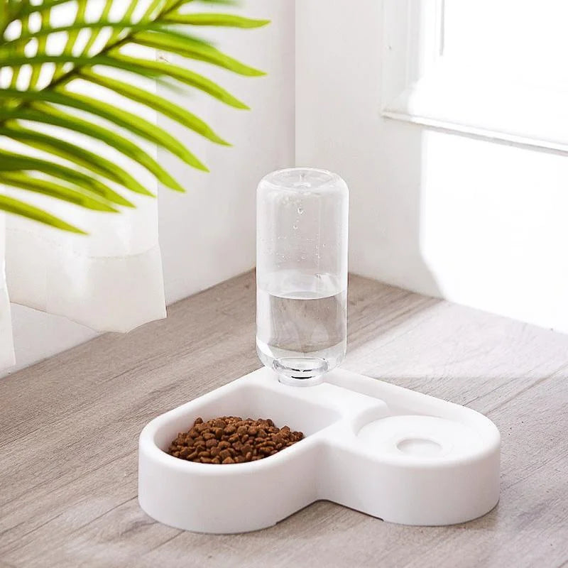 Automatic Pet Feeder & Water Bowl 500ml, Portable Slow Feeder Dish for Cat & Dog