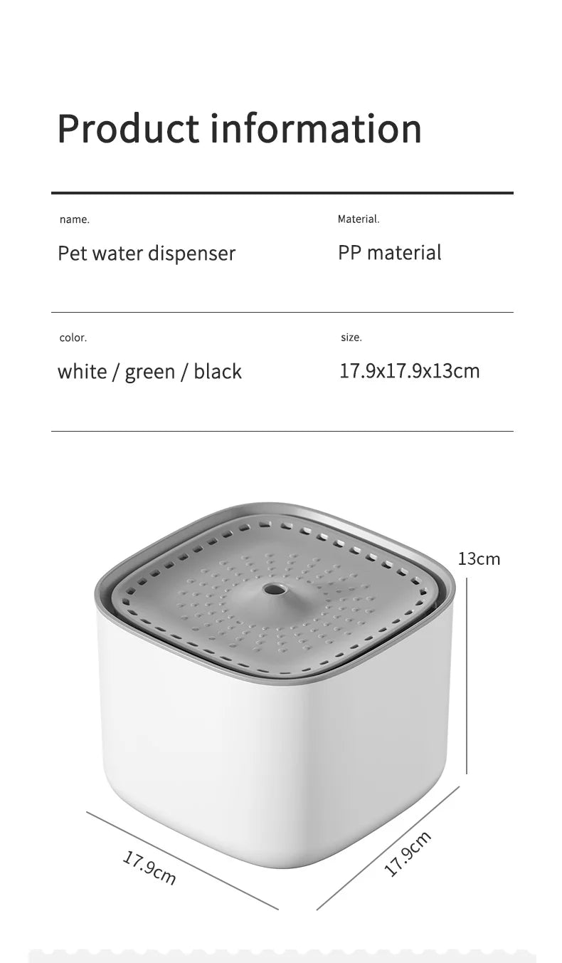 3L Cat Water Fountain Auto Recirculate Filter | Large Capacity | USB Electric Mute Cats Water Dispenser