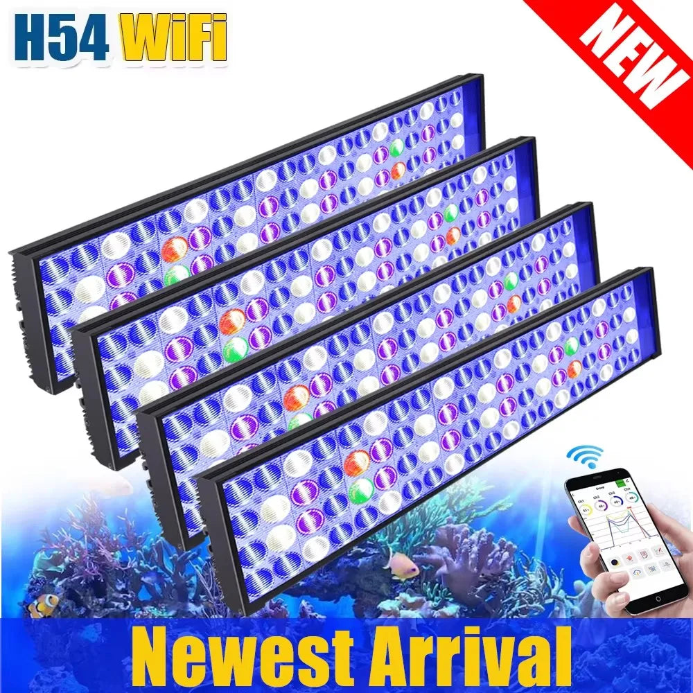 NEW PopBloom WiFi Led Aquarium Light, Full Spectrum Marine Lamp For 60-240cm Reef Corals | Seawater Led Fish Tank Lights